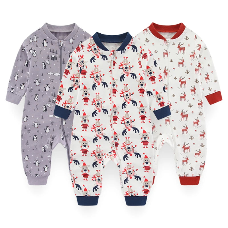 Cute Organic Cotton Baby Pajamas With 2-way Zipper