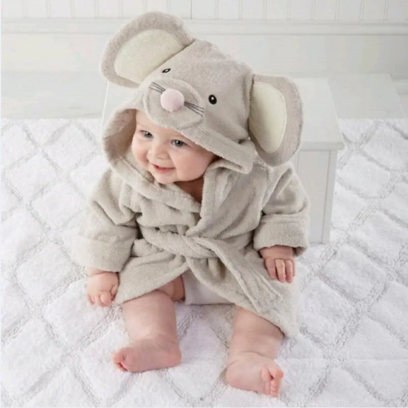 Ultra-Soft Baby Bathrobe With Cute Character Hood
