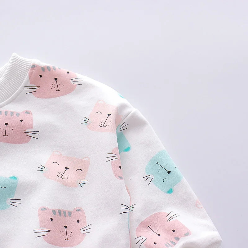 Kitty Print Tracksuit Set