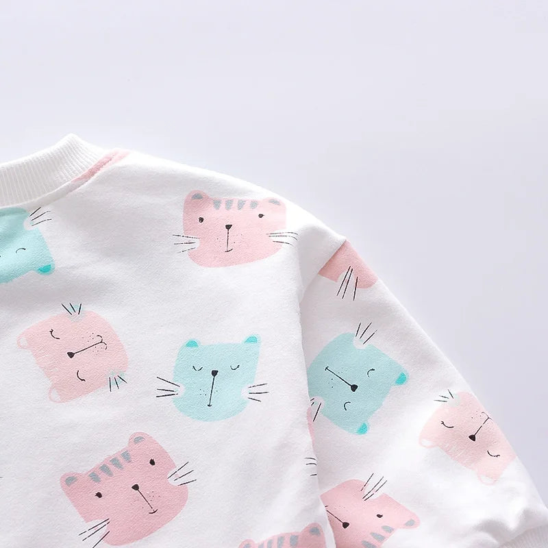 Kitty Print Tracksuit Set