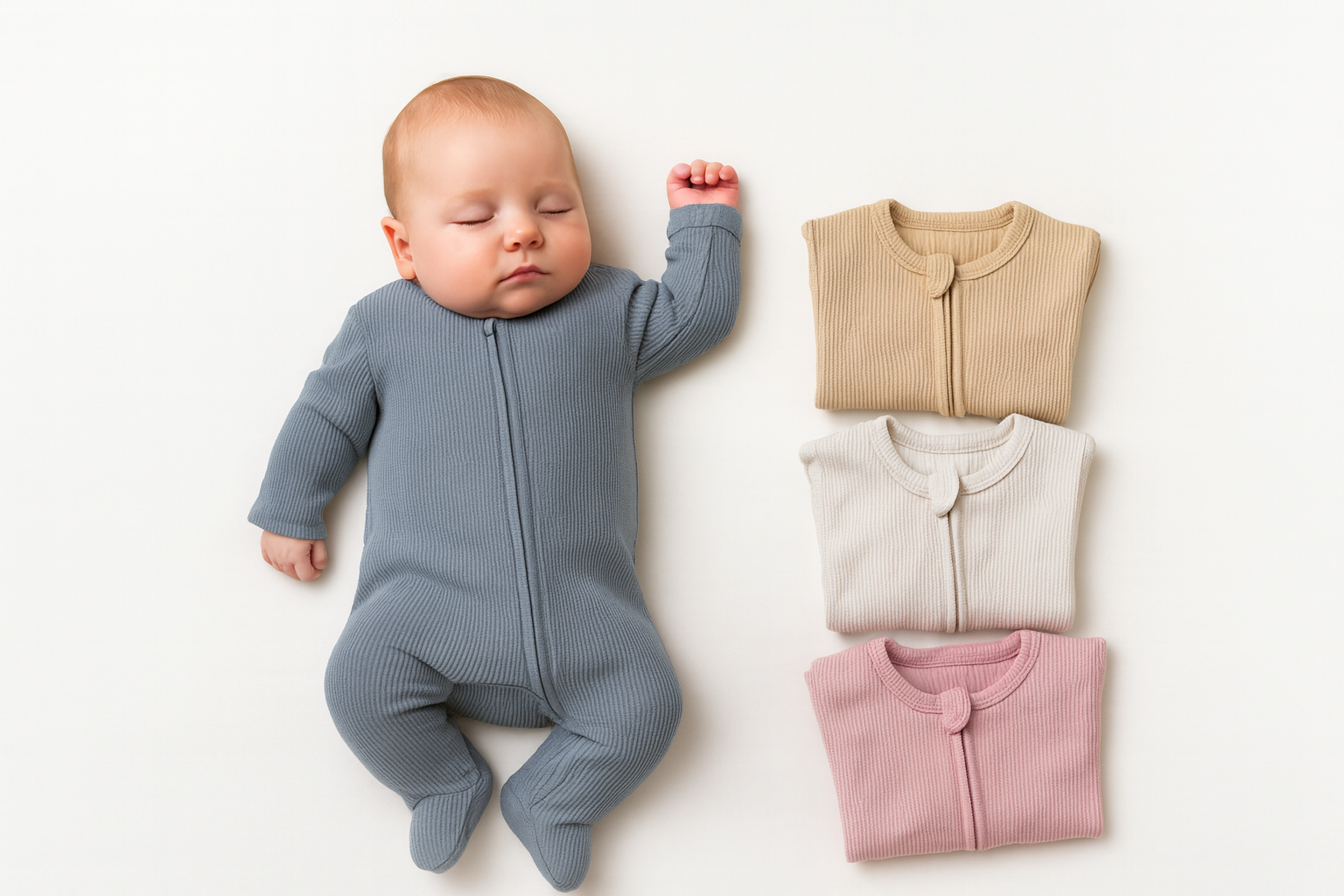 Organic Cotton Baby Rompers 2-way Zipper