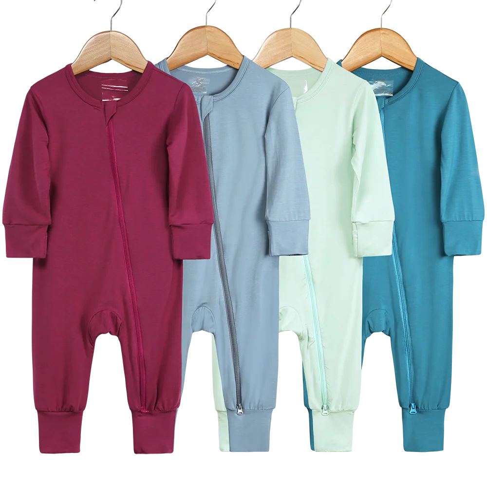 Baby Zip Pajamas – Solid Neutrals Collection