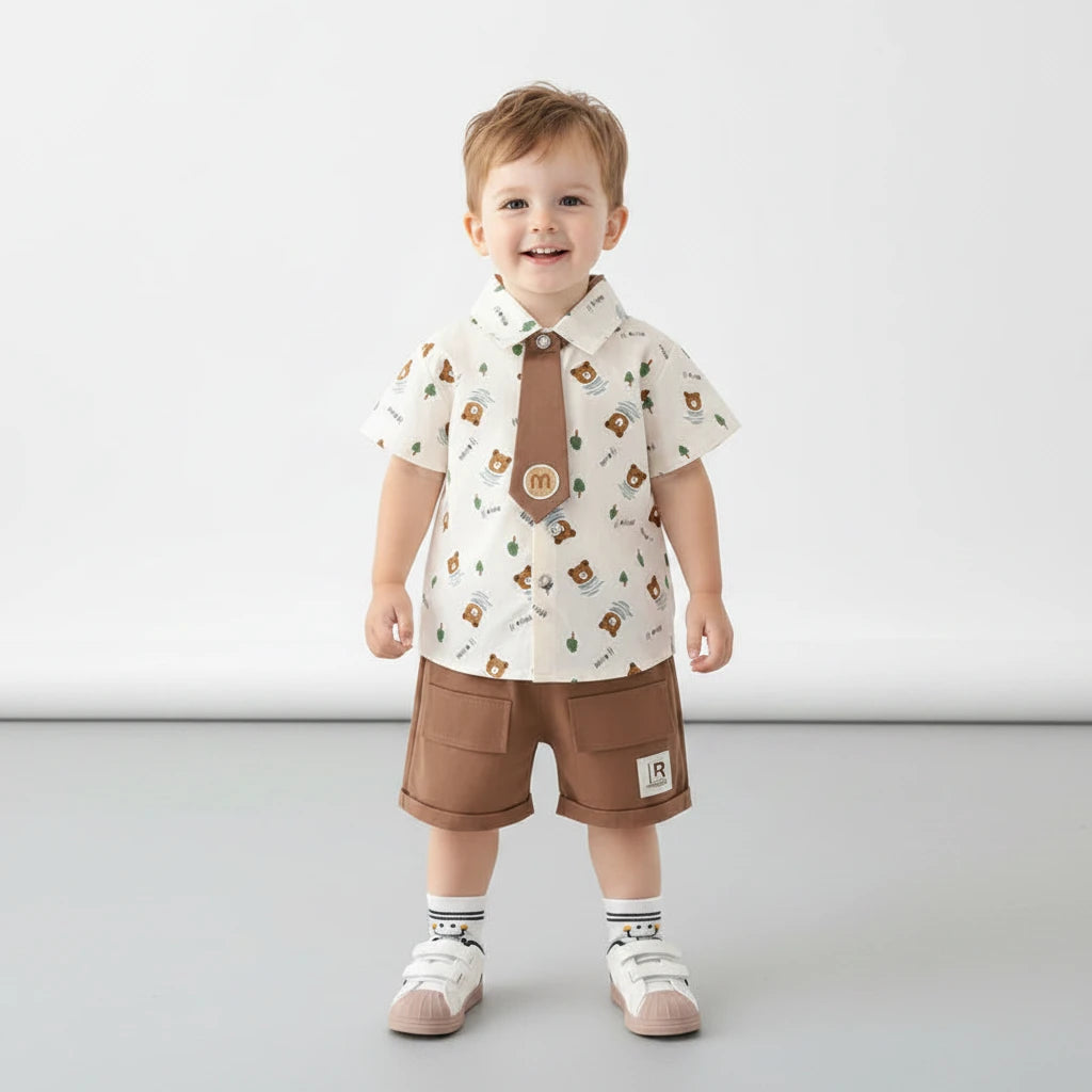Little Gentleman – Stylish Boys’ Shirt & Shorts Outfit Set