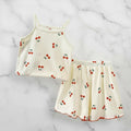 Toddler Girls' 2-Piece Cherry Print Summer Set: Ribbed Cami & Flowy Ruffle Shorts