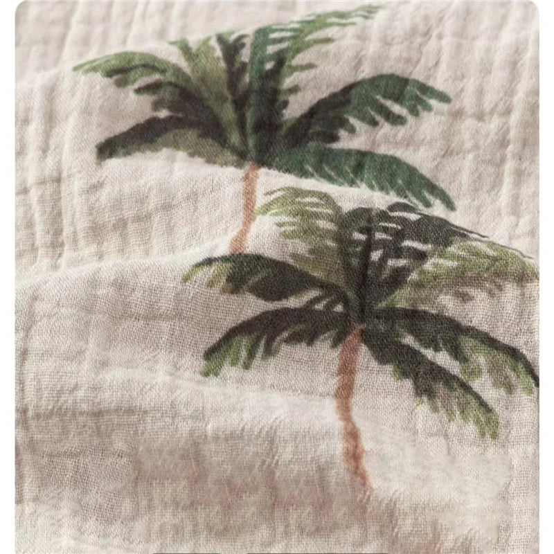 Island Wanderer: Tropical Palm Linen-Blend Set