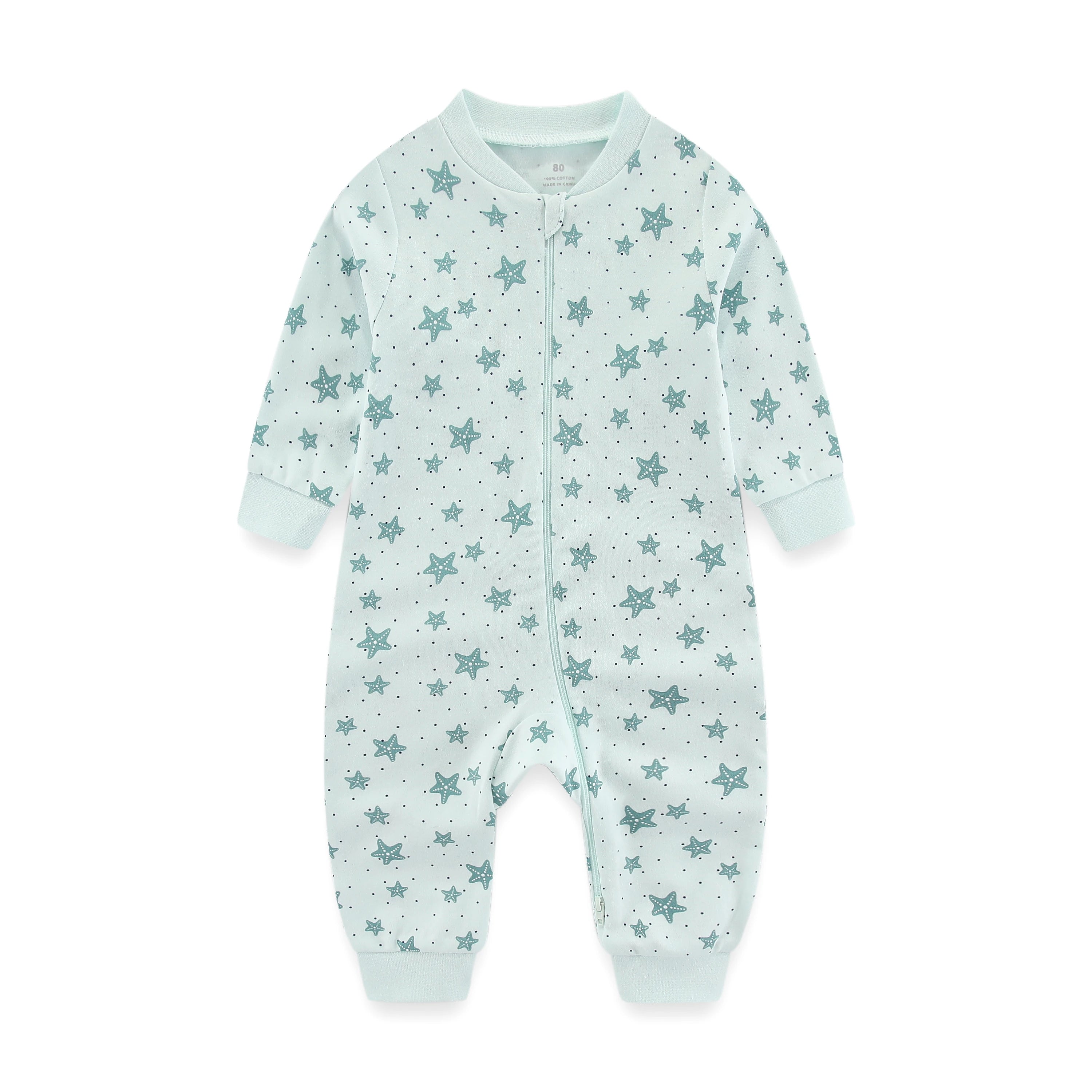 Cute Organic Cotton Baby Pajamas With 2-way Zipper