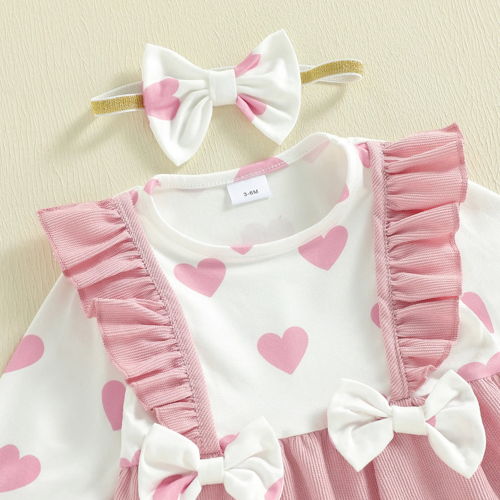 Heart Ruffle Baby Romper Set