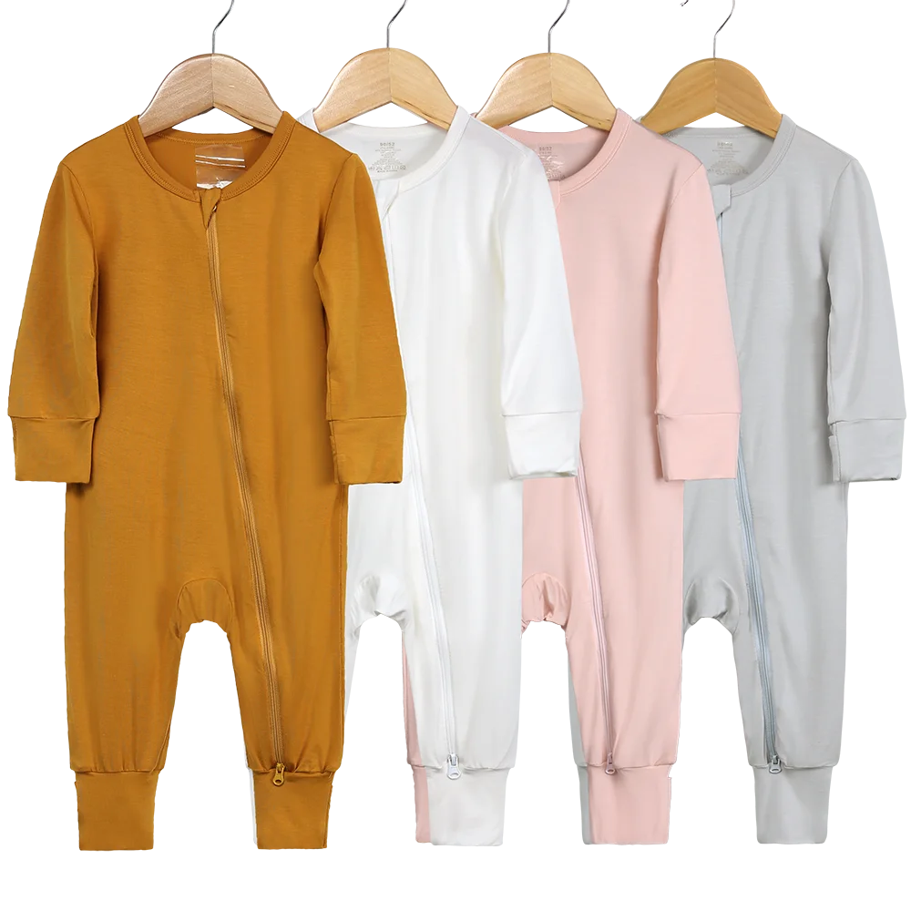 Baby Zip Pajamas – Solid Neutrals Collection