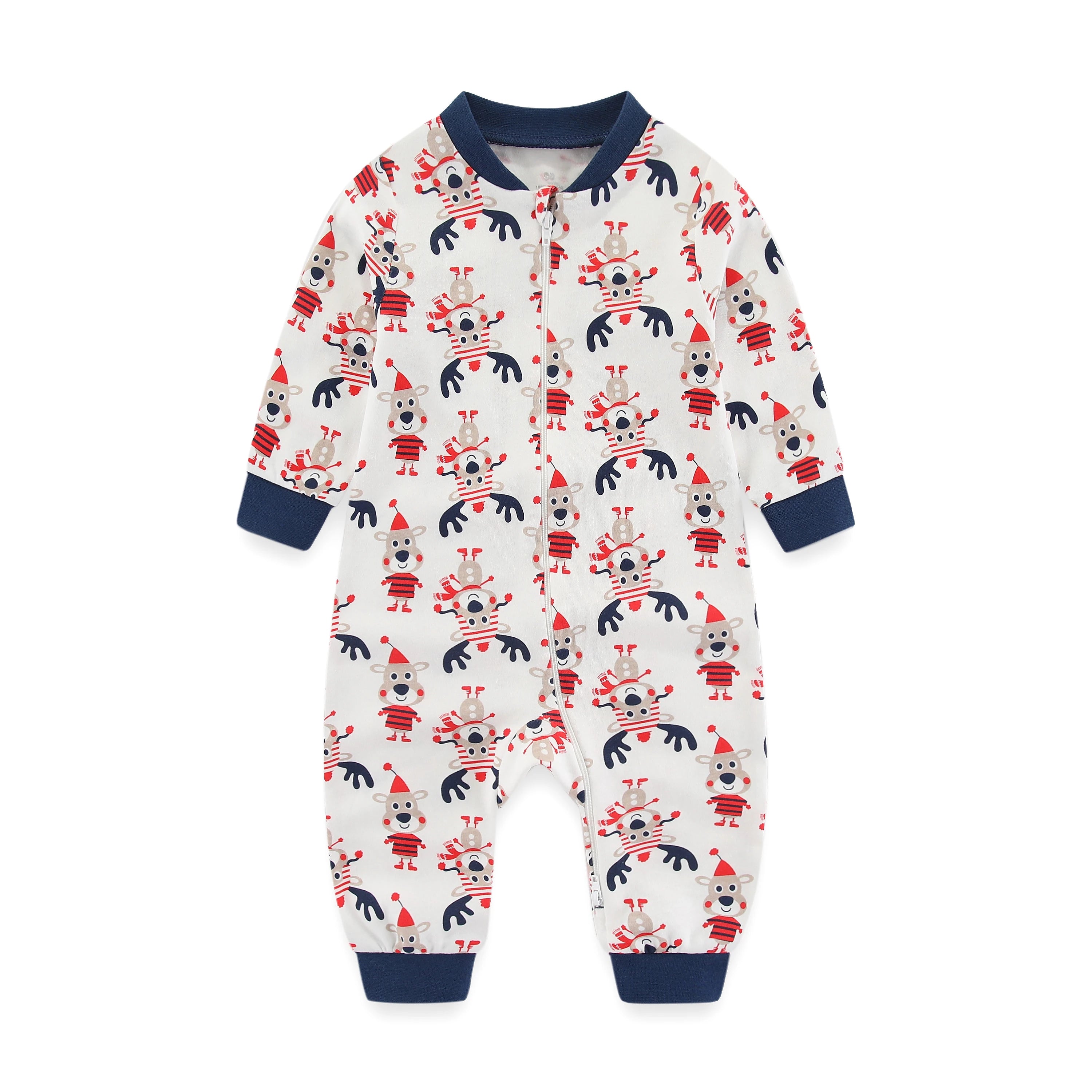 Cute Organic Cotton Baby Pajamas With 2-way Zipper