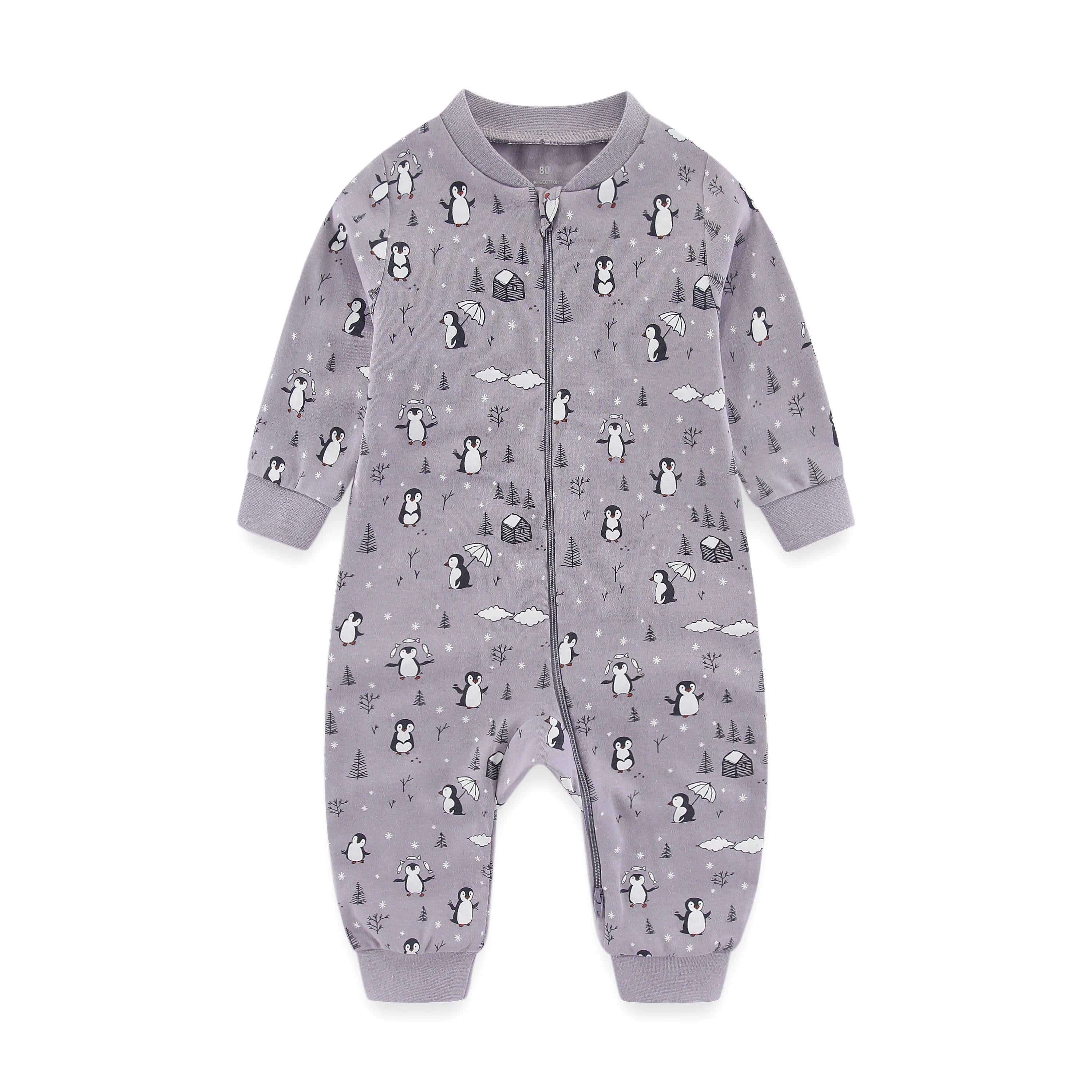 Cute Organic Cotton Baby Pajamas With 2-way Zipper