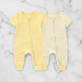 Soft Cotton Short-Sleeve Zipper Romper – 2-Pack