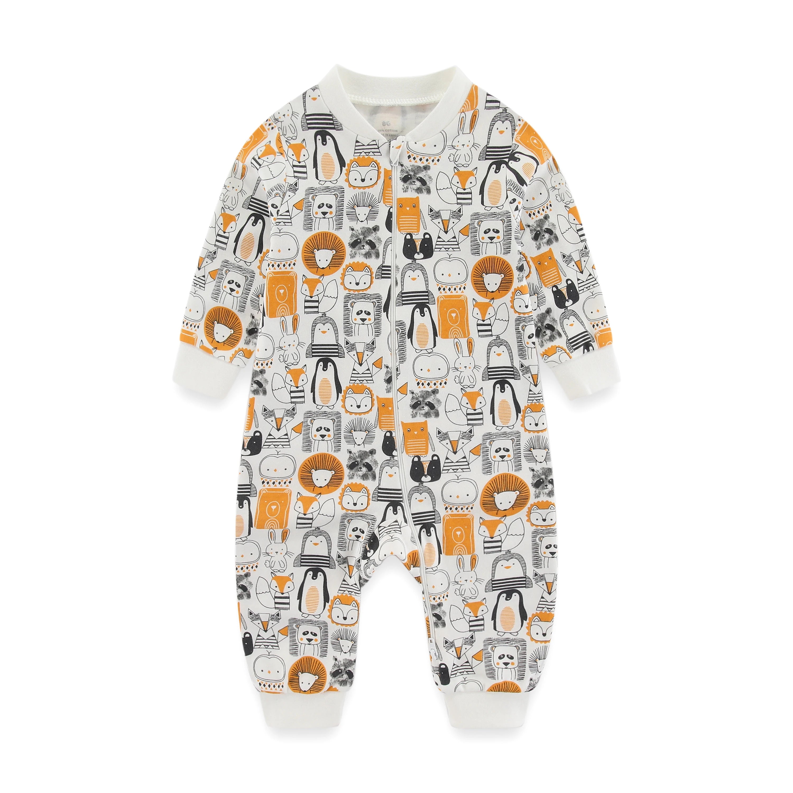 Cute Organic Cotton Baby Pajamas With 2-way Zipper