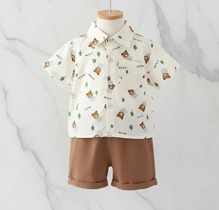 Little Gentleman – Stylish Boys’ Shirt & Shorts Outfit Set