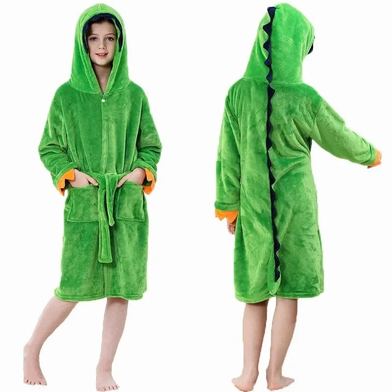 Animal Design Bath Robe And Dinosaur Slippers
