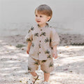 Island Wanderer: Tropical Palm Linen-Blend Set