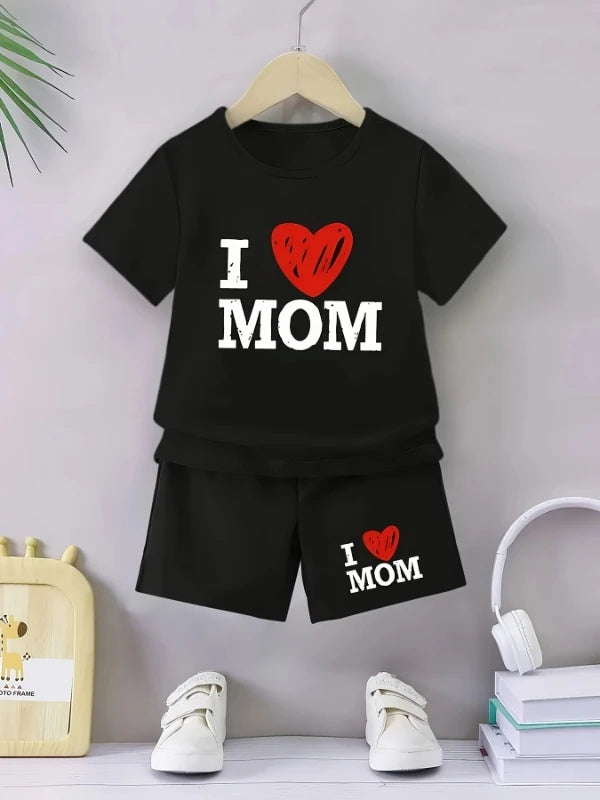 I Love Mom Two-Piece Kids Outfit❤️