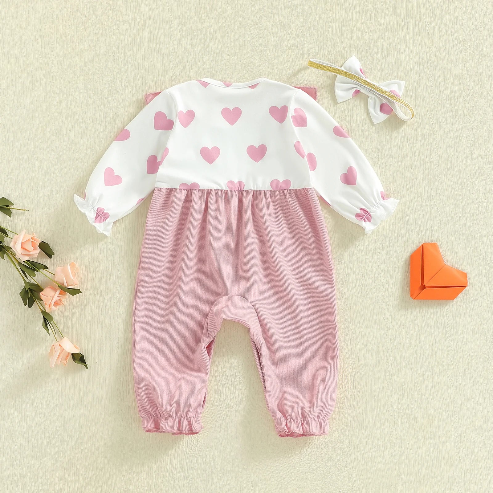 Heart Ruffle Baby Romper Set