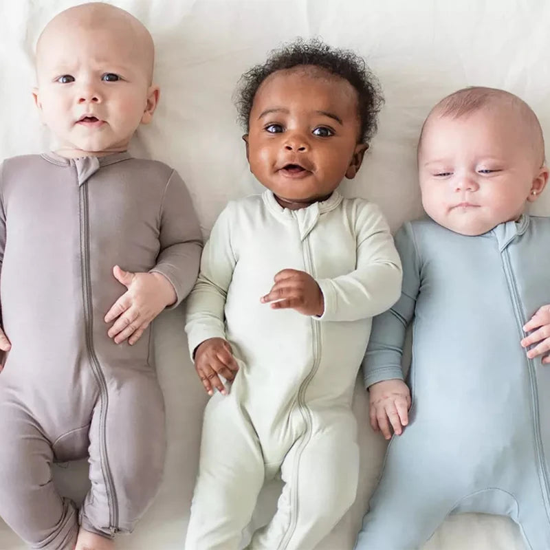 Baby Zip Pajamas – Solid Neutrals Collection