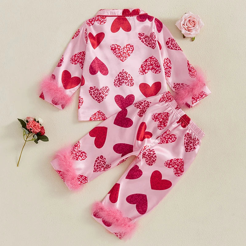 Heart Print Pajama Set for Kids