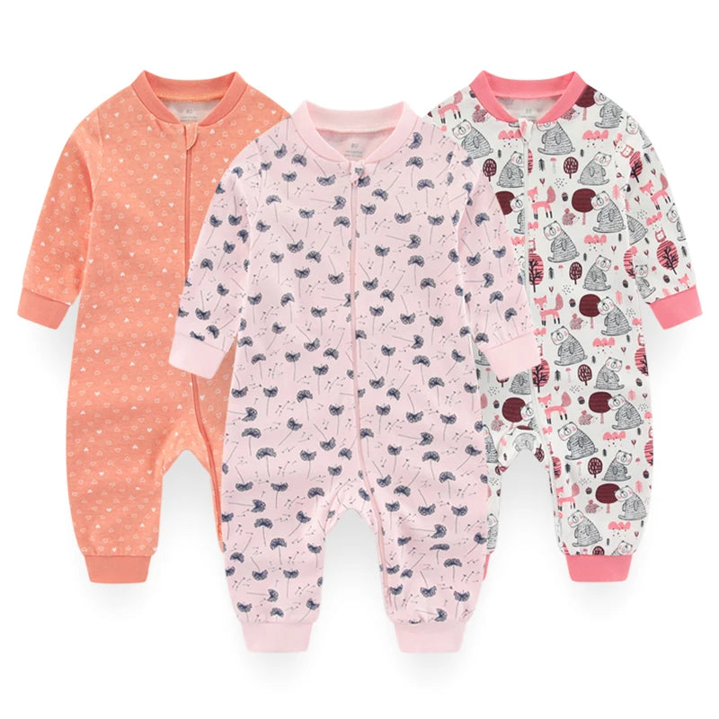 Cute Organic Cotton Baby Pajamas With 2-way Zipper