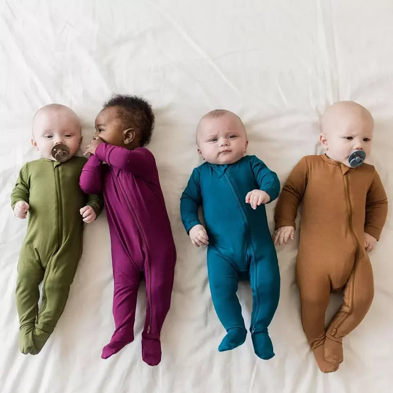 Baby Zip Pajamas – Solid Neutrals Collection