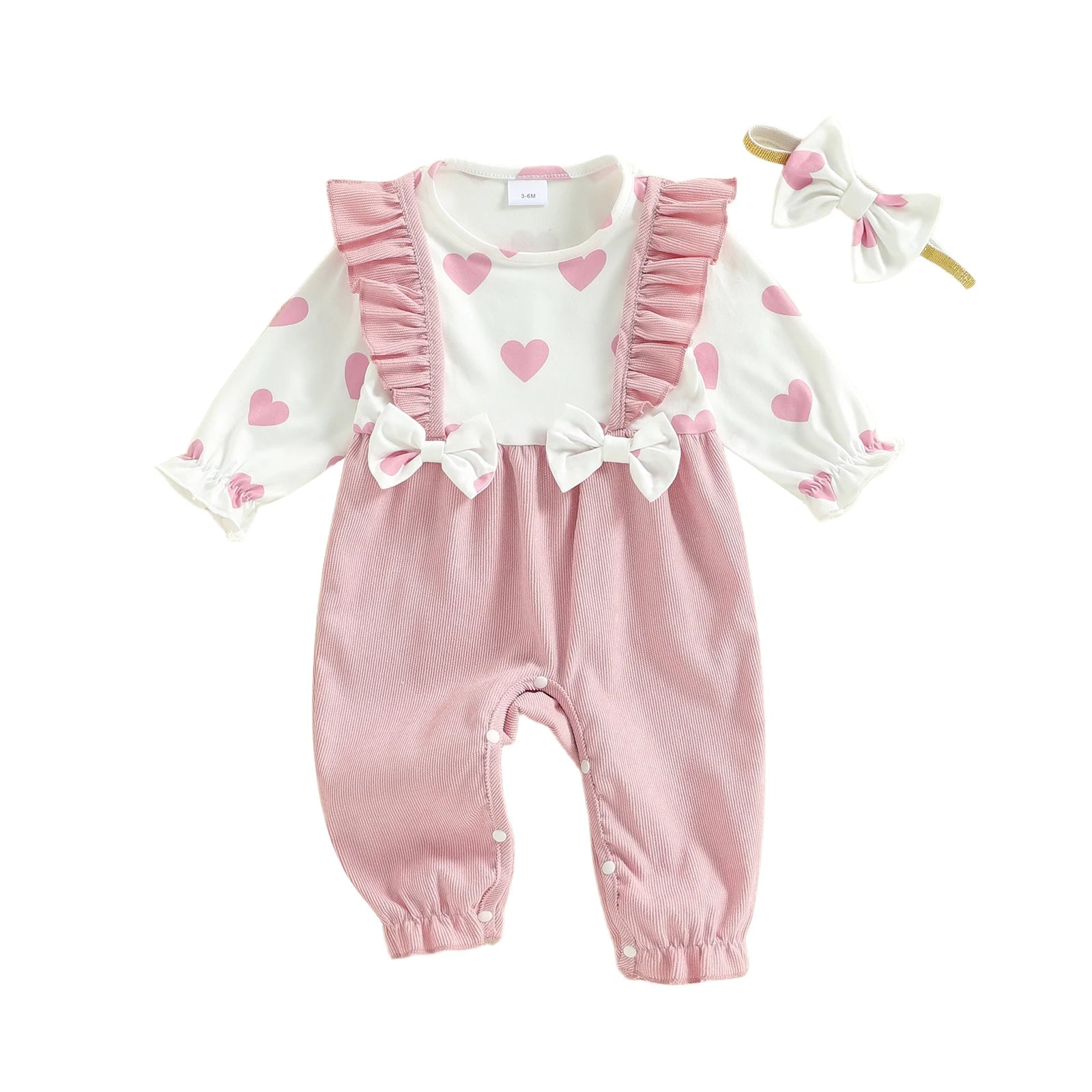 Heart Ruffle Baby Romper Set
