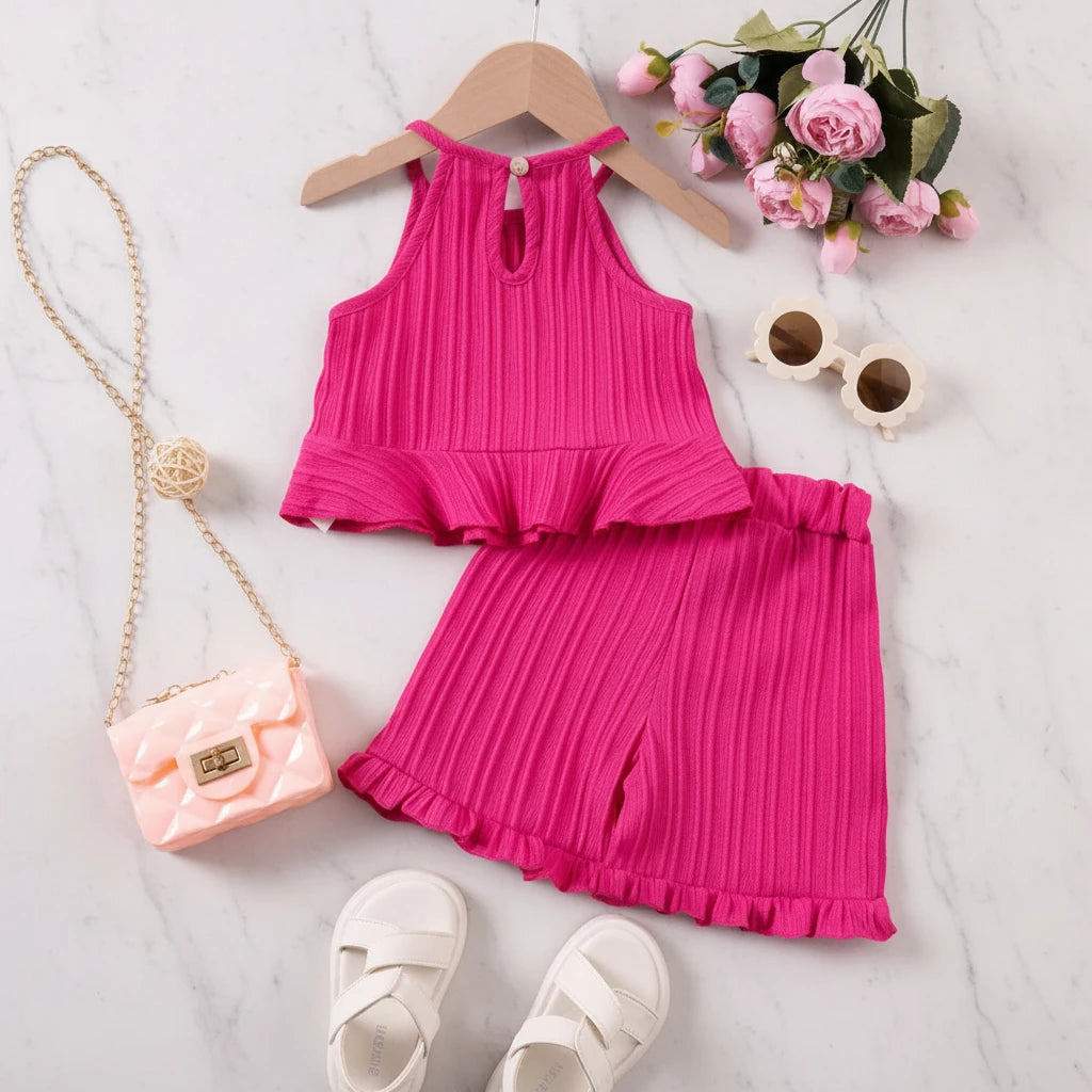 Summer Bloom™ – Elegant 2-Piece Baby Girl Outfit Set